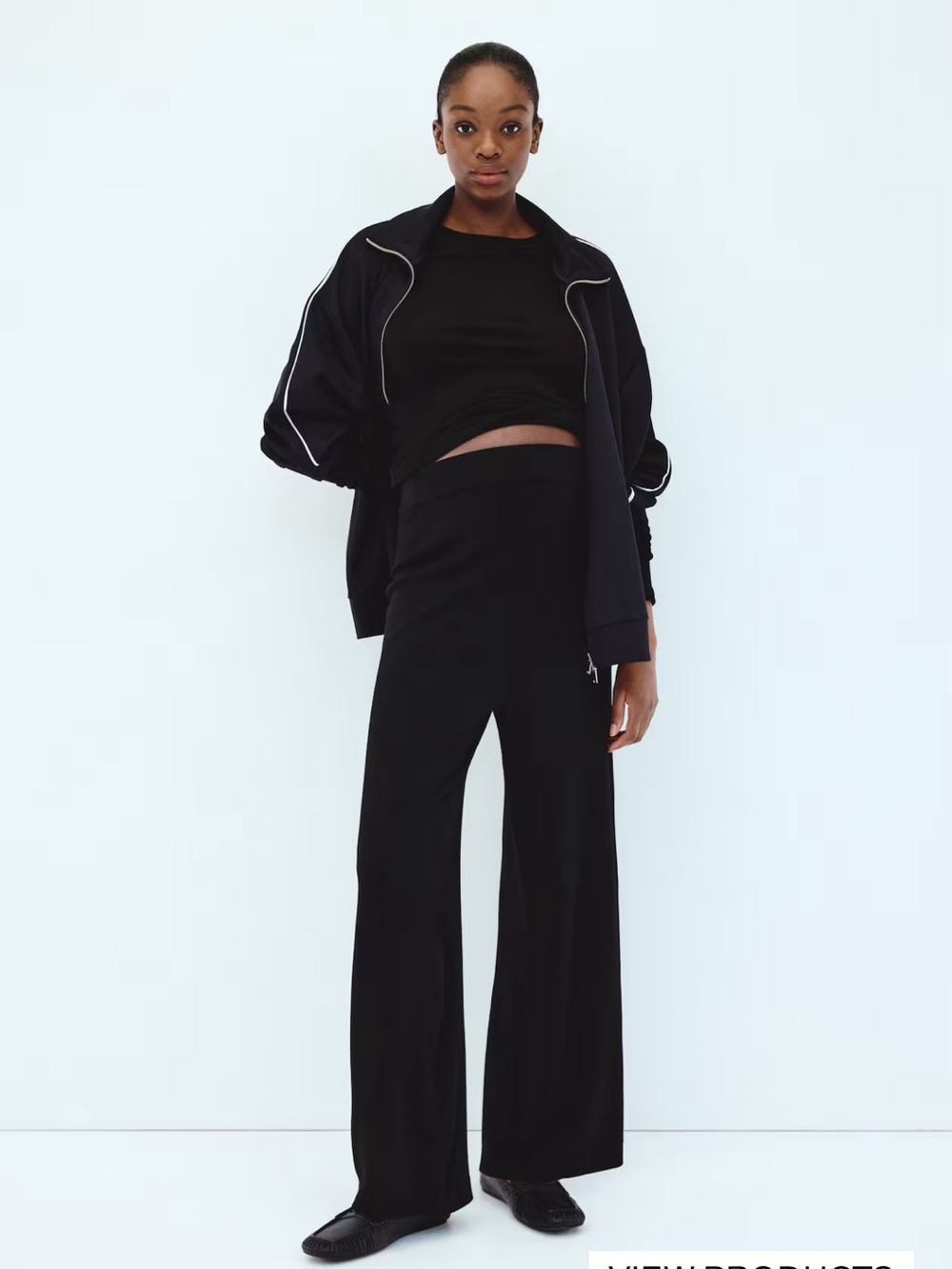 H&M Mama Black Knit Wide leg Pants Size Large